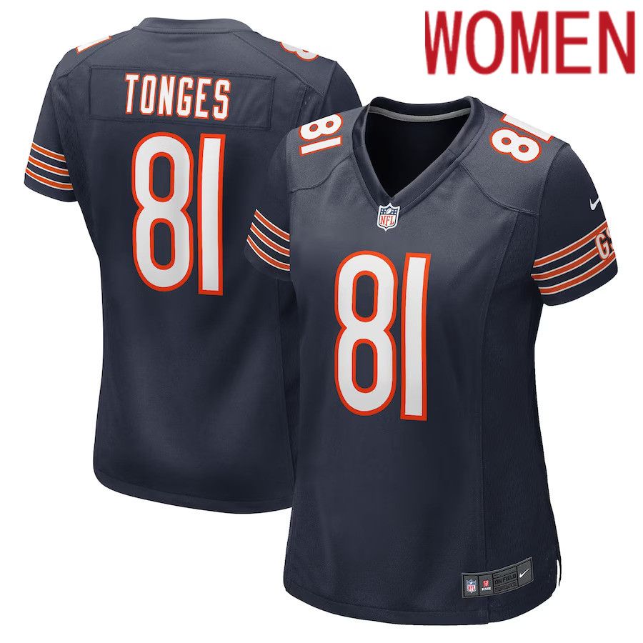 Women Chicago Bears #81 Jake Tonges Nike Navy Game Player NFL Jersey->women nfl jersey->Women Jersey